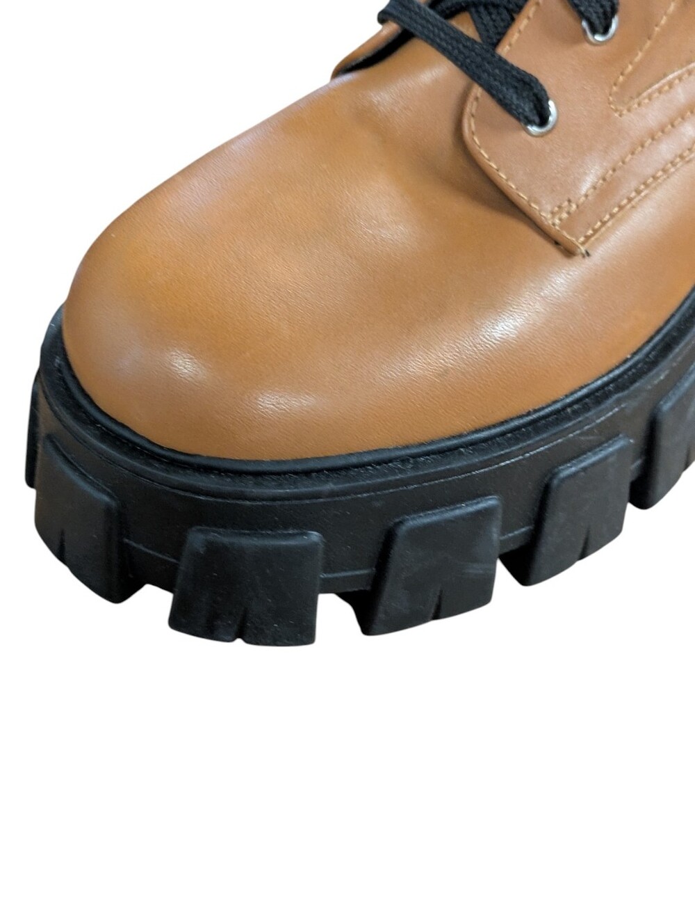 Marc Fisher Happy Lug Sole Combat Boots Cognac Leather Size 9 - Picture 8 of 11